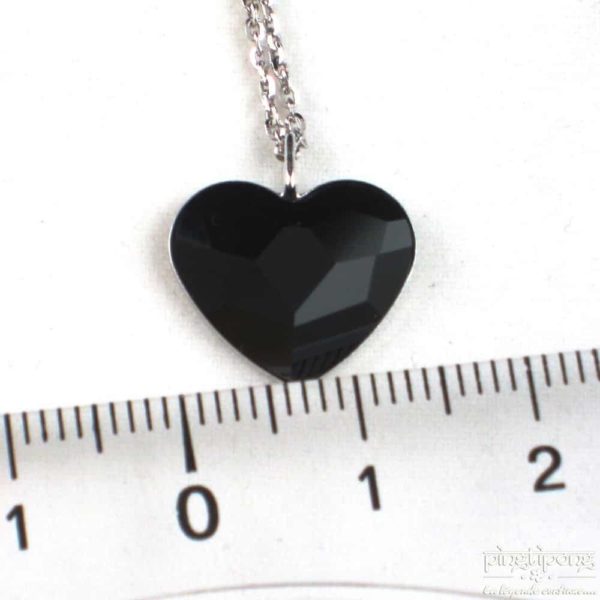 heart shaped spark jewel in swarovski jet black and silver