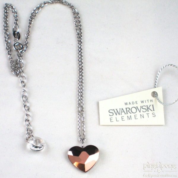 bijoux collier spark en forme de coeur en swarovski or rose et argent