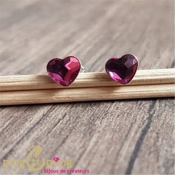 Boucles puces coeur rose foncé SPARK