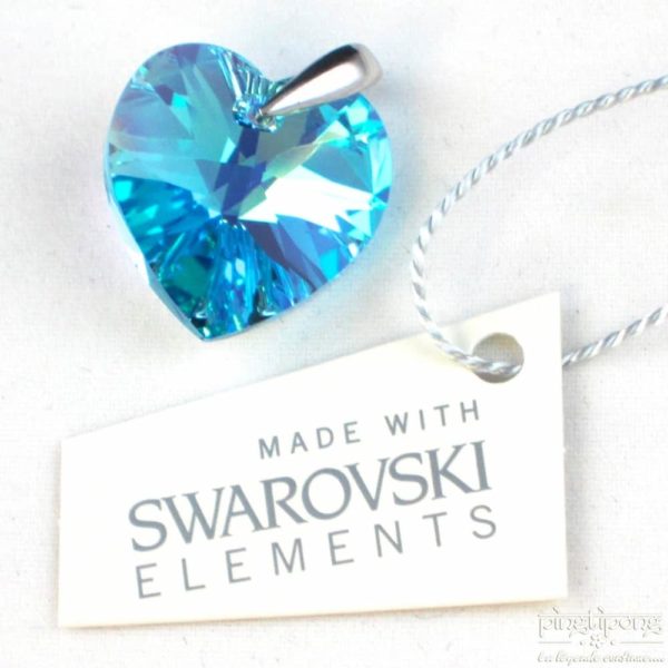 Bijou Spark pendentif en forme de coeur en Swarovski et argent bleu