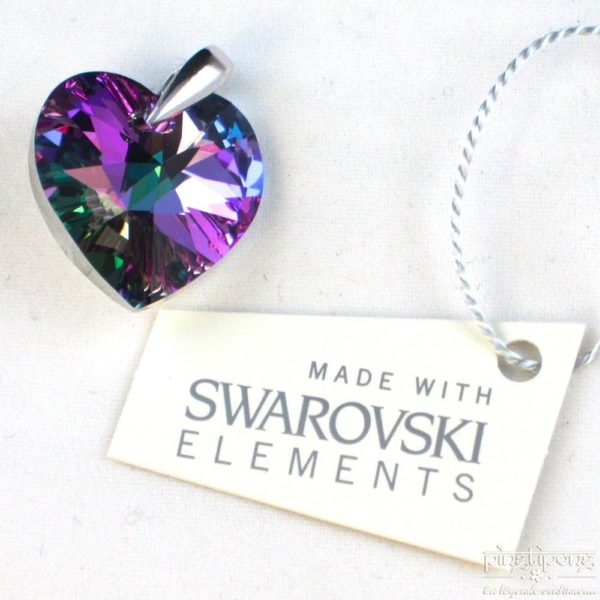 Purple and silver Swarovski Spark jewelry in heart shape