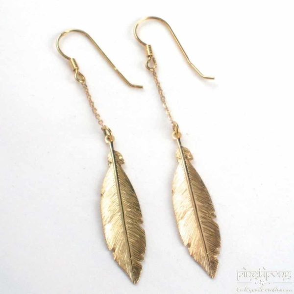 Boucles d'oreilles en vermeil en forme de plume de L'AVARE