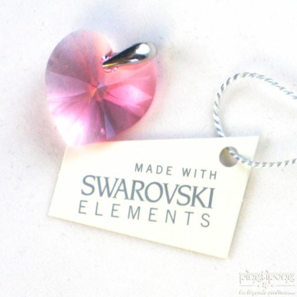 Bijou Spark pendentif en Swarovski rose et argent forme cœur
