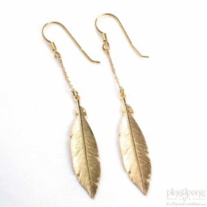 Boucles d'oreilles en forme de plume en vermeil - bijoux L'AVARE