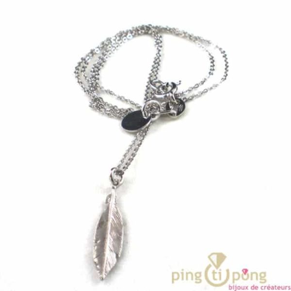 collier plume XS en argent de L'AVARE bijou