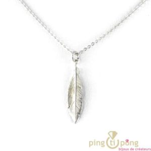 collier plume XS en argent de L'AVARE bijoux