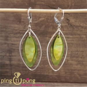 Bijoux en nacre : Boucles argent et nacre verte LA PETITE SARDINE