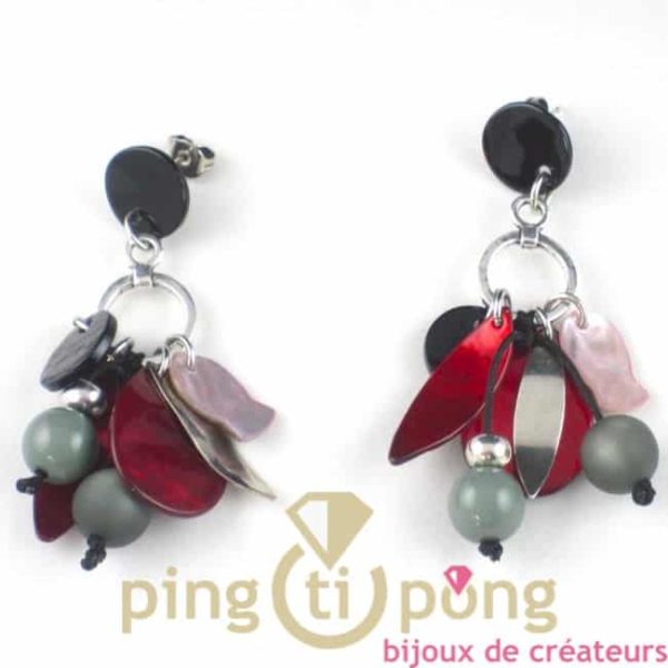 Boucles d'oreilles en nacre de "La petite Sardine" bijoux fantaisie en nacre corbeille de fruits