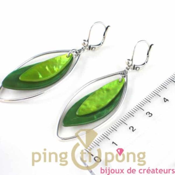 boucles d'oreilles en nacre vert bi-tons - bijoux fantaisie la petite sardine