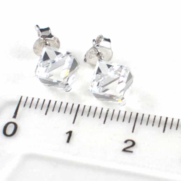 bijou en Swarovski SPARK boucle d'oreilles puces en forme de cube blanc