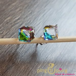 Boucles puce cube vitrail SPARK