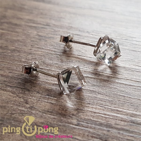 White and pink cubic earrings SPARK