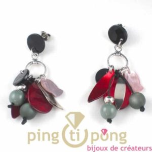 boucles d'oreilles en nacre multicolore de La petite Sardine forme corbeille de fruits