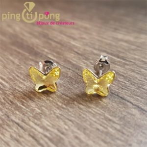 Boucles puces papillons jaunes SPARK