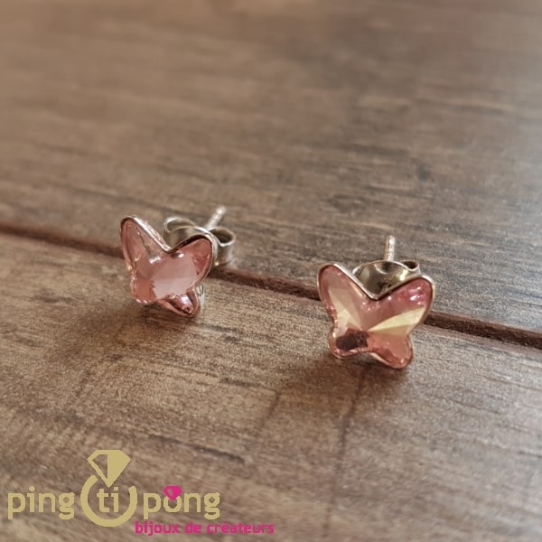 token Strikt Professor Pink Swarovski® crystal butterfly earrings by SPARK
