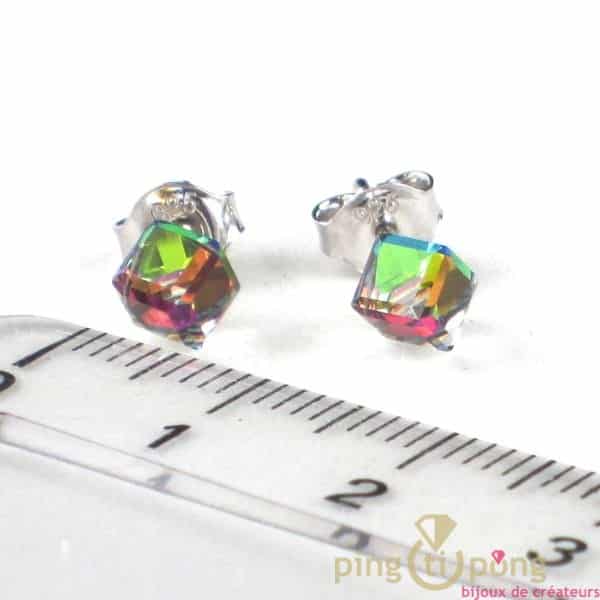 swarovski jewelry and silver earrings Spark earrings small cube stained glass
