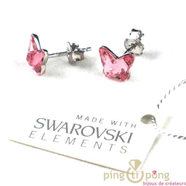 butterfly in Swarovski and pink Spark silver