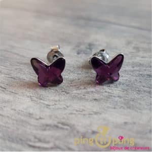 Bijoux originaux : boucles papillons en argent et cristaux de Swarovski de SPARK