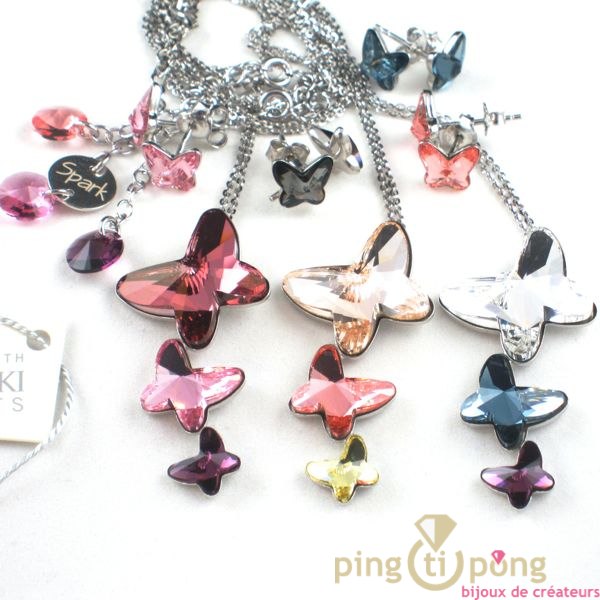 Bijoux papillon SPARK en argent et Swarovski - boutique Pingtipong