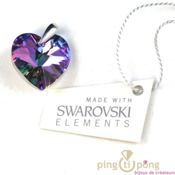 Swarovski and Silver Heart Spark Pendant