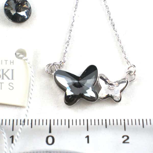 swarovski jewelry elements grey butterfly and white butterfly silver SPARK