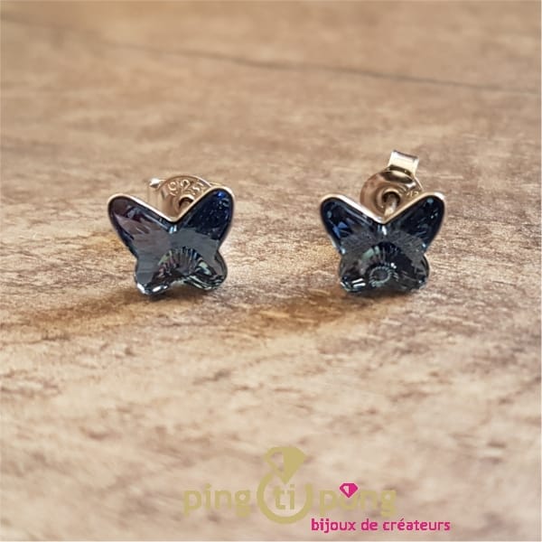 Papillon En Swarovski Et Argent Boucles D oreilles Bleu Topaze Spark Papillon En Swarovski Et Argent Boucles D oreilles Bleu Topaze Spark