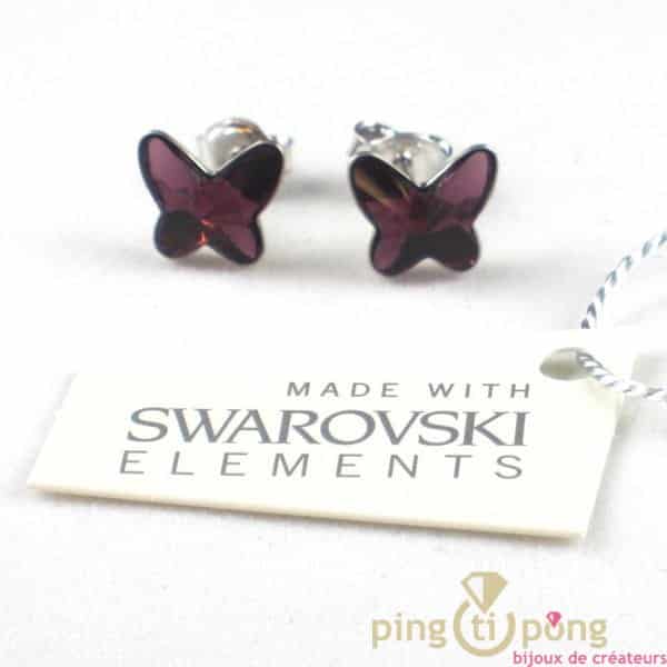 purple swarovski butterfly earrings earrings