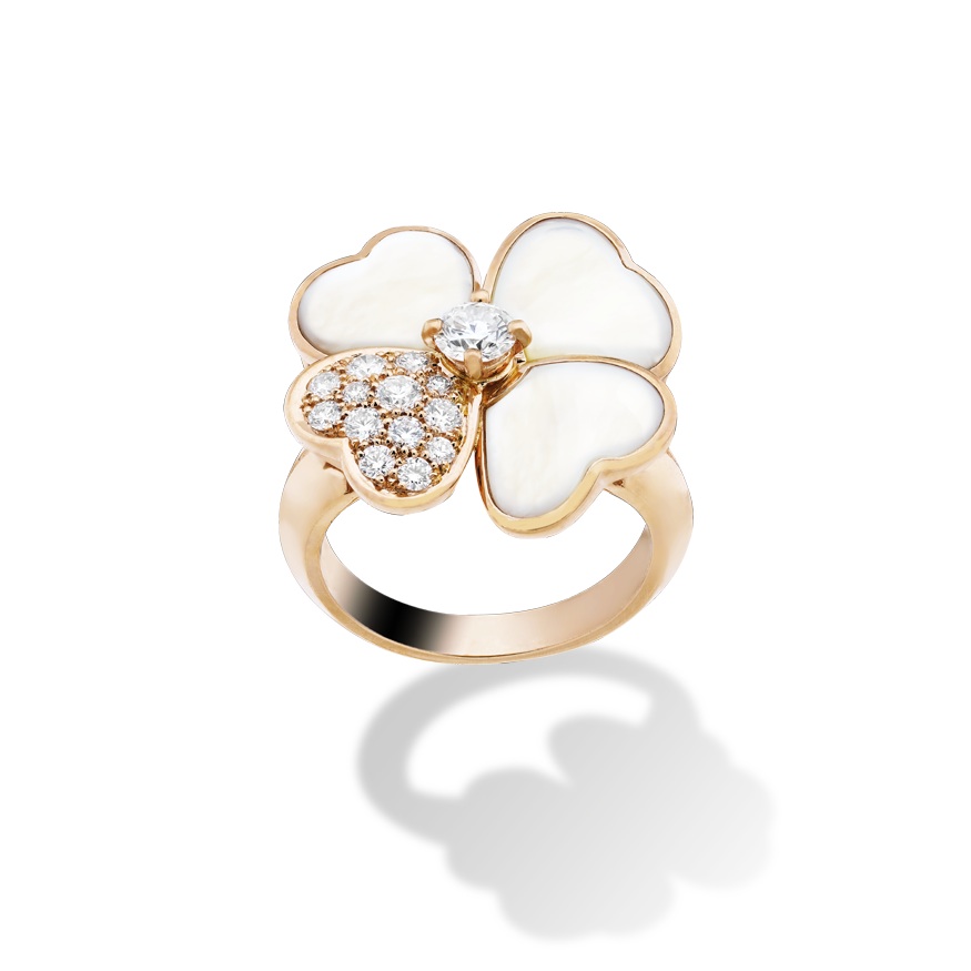 Gold mother of pearl and diamond ring by Van Cleef and Arpels