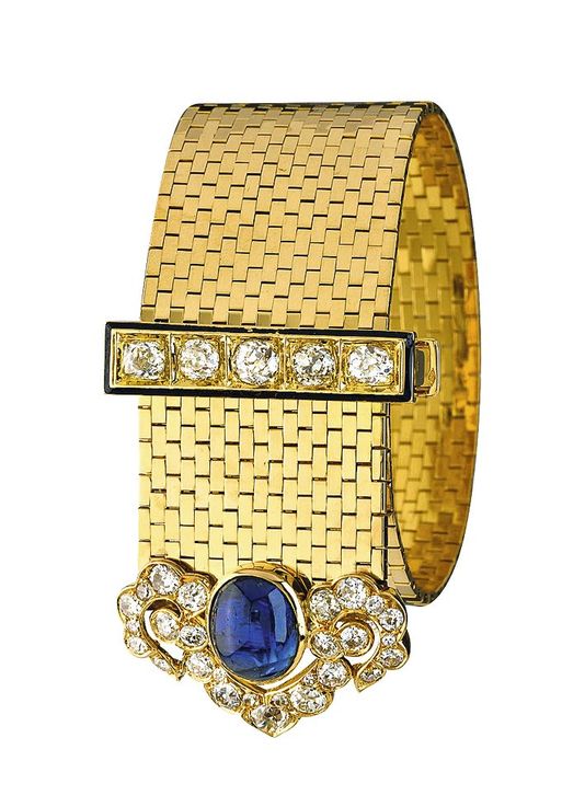 Bracelet Van Cleef and Arpels en or, diamant et saphir de 1939, collection Sacha Guitry