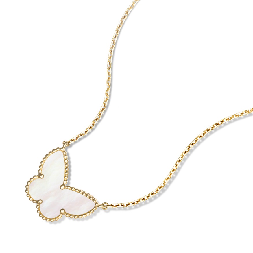 Lucky Alhambra butterfly necklace in gold and mother of pearl, 2014 collection
