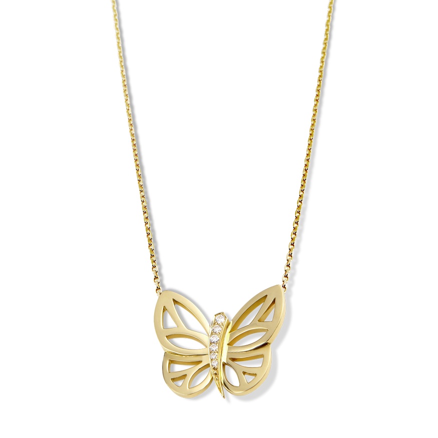 Butterfly necklace yellow gold and diamonds collection - 2014
