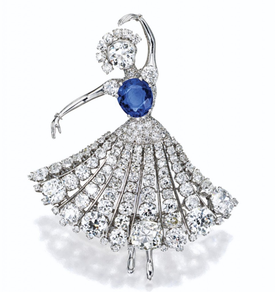 Bijoux ballerine de Van Cleef and Arpels, broche avec Saphir et diamants de 1951