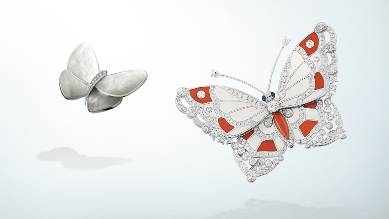 Papillon laque diamant et saphir