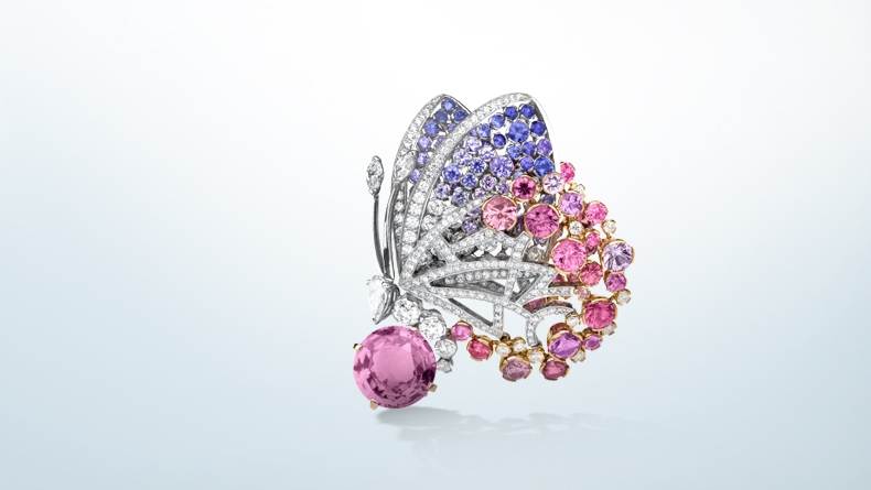 Pink and purple sapphire butterfly jewel