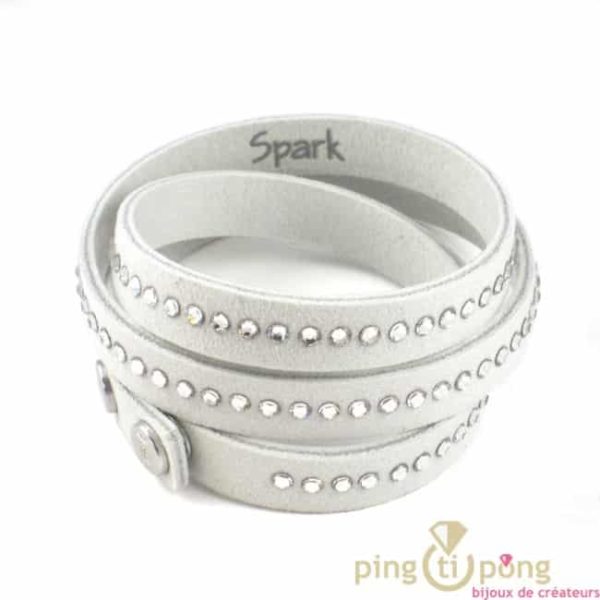 bracelet SPARK white 3 turns Swarovski Elements