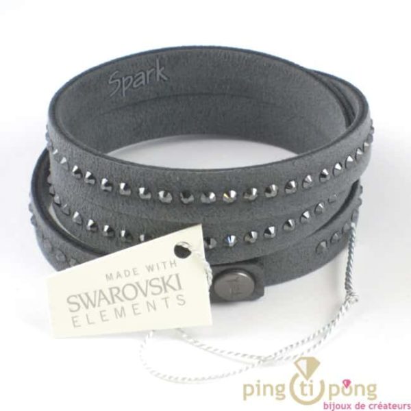 jewel in Swarovski and alcantara grey anthracite SPARK