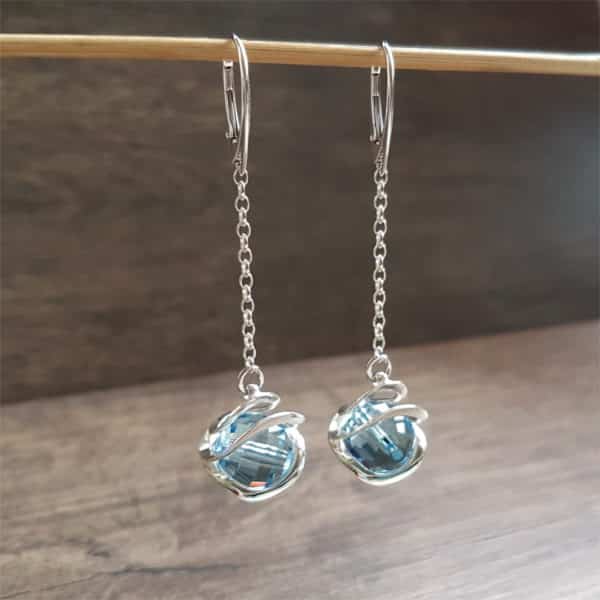 Bijoux en Swarovski : Boucles Galaxy bleu de OSTROWSKI Design en argent 925 et cristaux de Swarovski