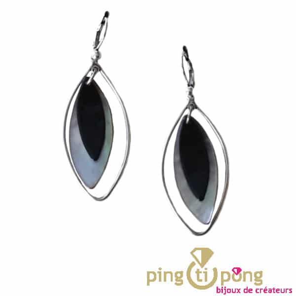 Silver and mother-of-pearl olive earrings La Petite Sardine