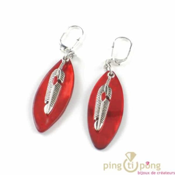 boucles d'oreilles en nacre et argent indien plume de la petite sardine