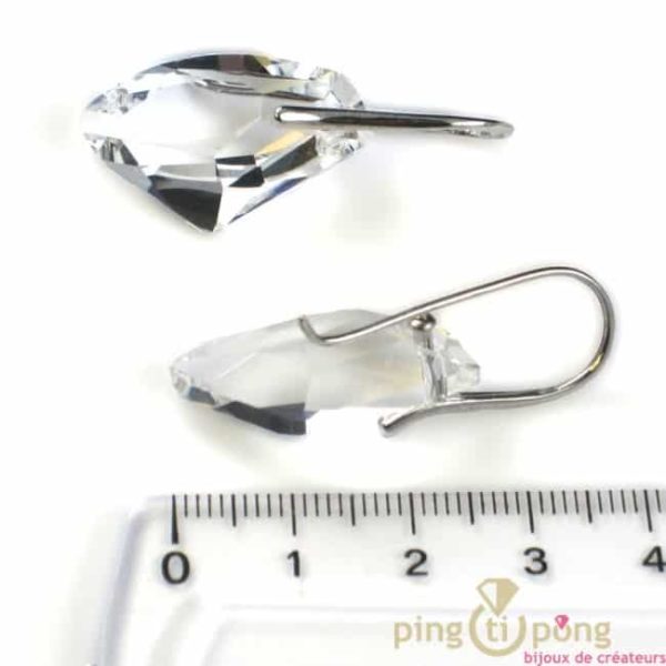 Bijoux Swarovski Elements boucles d'oreilles SPARK goutte brute blanc cristal et argent massif