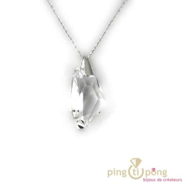bijoux Swarovski Elements collier SPARK en argent et cristal de Swarovski blanc forme goutte brute