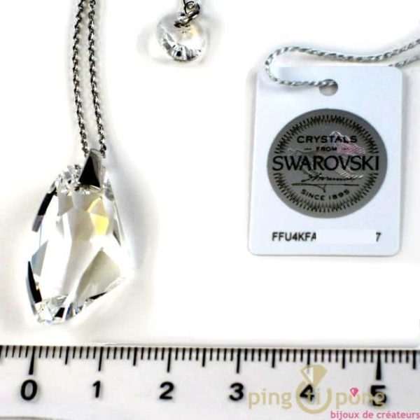 bijoux Swarovski Elements collier SPARK en argent et cristal de Swarovski blanc forme goutte brute