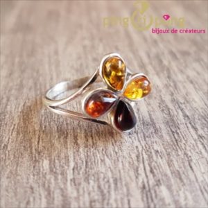 Bague fleur 4 ambre