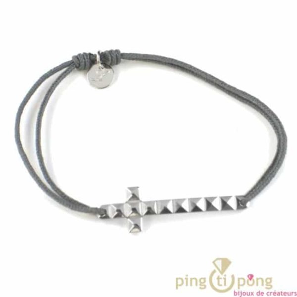 bracelet croix clou parisien - bijoux en argent