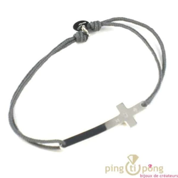 bracelet croix clou parisien - bijoux en argent