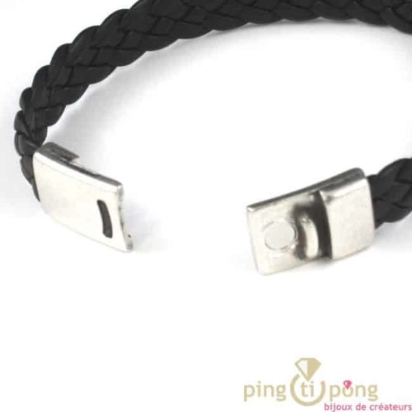 bracelet homme en cuir tressé marron fonçé