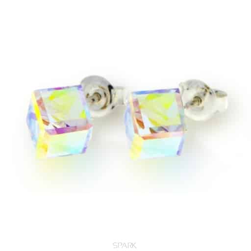 earrings SPARK silver and white Swarovski crystal Aurora Borealis earrings