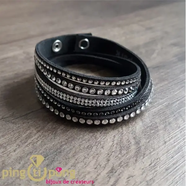 Bracelet alcantara black and white SPARK