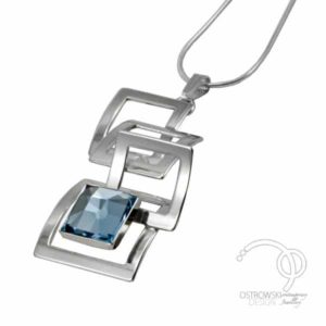 collier en Swarovski et argent de Ostrowski Design couleur bleu aiguemarine collection Mexican mosaic