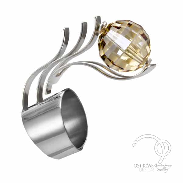 Bague GLOW en argent et cristal de Swarovski cuivre de Ostrowski Design